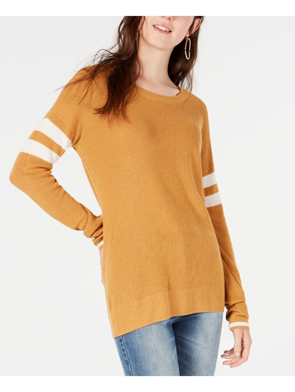 Hippie Rose Juniors Scoop Neck Varsity Stripe Sweater Size S